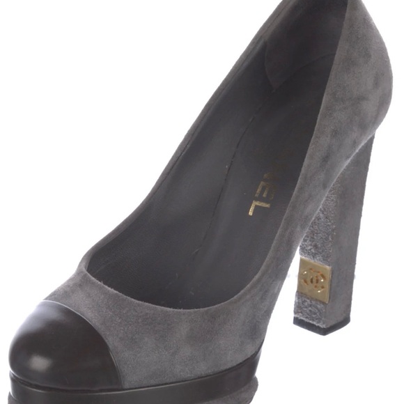 CHANEL Gray and Black Women's heels